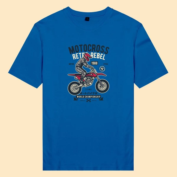 Áo thun ngắn tay unisex Chodole cho cả nam và nữ, chất liệu vải cotton in cotton 100% in hình Motocross Retro Rebel