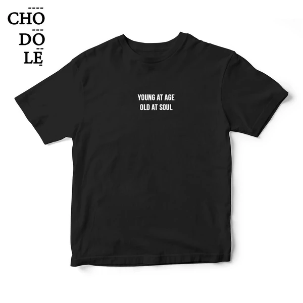 Áo thun tay ngắn unisex Chodole cho cả nam và nữ, chất liệu vải cotton in chữ Young at age