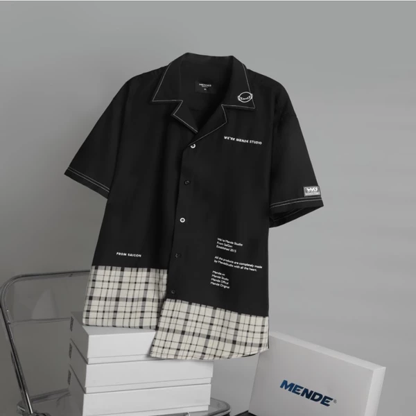 MENDE - Haft Caro Shirt - Áo Sơ Mi Nam Tay Ngắn