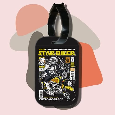 Thẻ hành lý cho túi xách balo du lịch in hình pop culture cartoon series - star wars biker (nhiều màu)