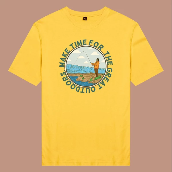 Áo thun tay ngắn unisex Chodole cho cả nam và nữ, chất liệu vải cotton in hình phim The Great Outdoor series - Fishing