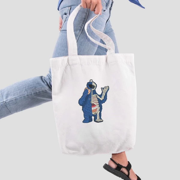Túi vải tote bag của Chodole chất liệu túi canvas vải bố đẹp in hình độc đáo Half Skeleton - Cookie Monster