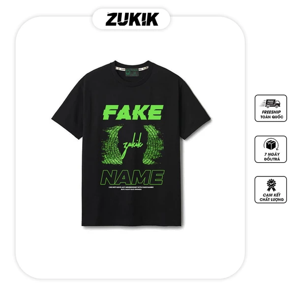 Áo thun tee phông nam nữ tay lỡ oversize form rộng ZUKIK - Fake Name