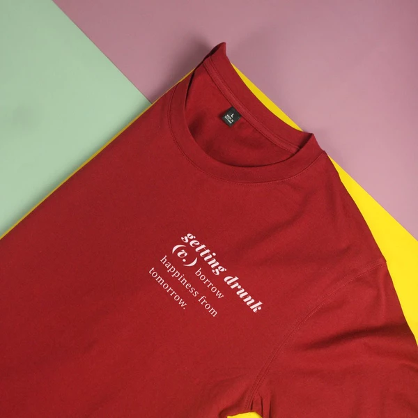 Áo thun ngắn tay unisex Chodole cho cả nam và nữ, chất liệu vải cotton in cotton 100% in chữ định nghĩa Getting drunk