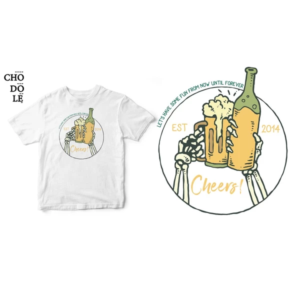 Áo thun tay ngắn unisex Chodole cho cả nam và nữ, chất liệu vải cotton in hình Let's have some fun from now