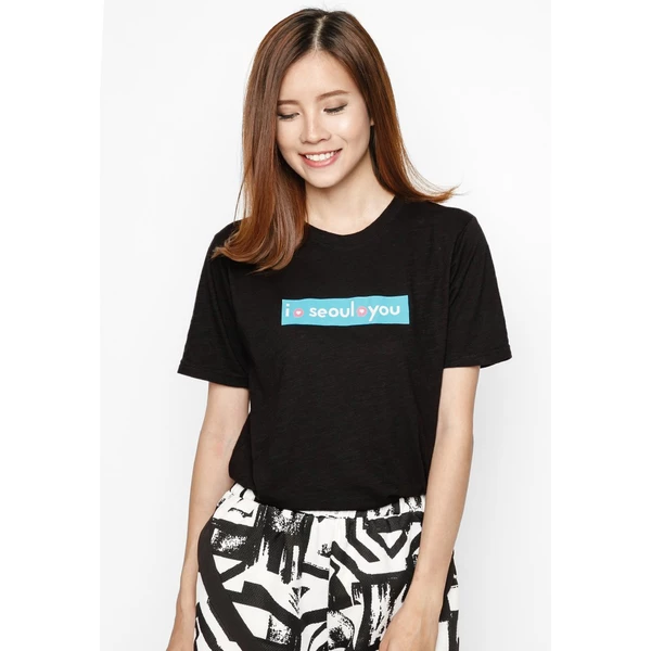 Áo thun tay ngắn unisex Chodole cho cả nam và nữ, chất liệu vải cotton in chữ  Love City - Seoul You