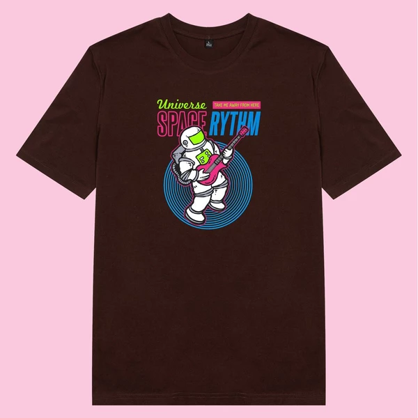Áo thun tay ngắn unisex Chodole cho cả nam và nữ, chất liệu vải cotton in hình Astro Guitar