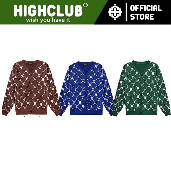 Áo Khoác Cardigan LOGO PATTERN hoạ tiết màu xanh lá/nâu/xanh dương - HighClub Brand Chính Hãng