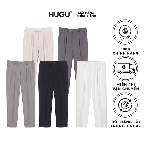 Quần tây nam màu đen, xám,... HUGU - Black Basic Pants With Hybrid - thoáng mát và chuẩn form