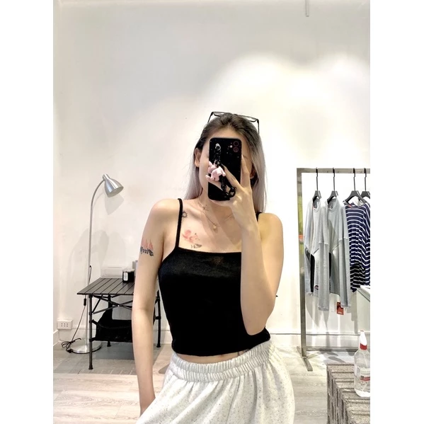 Áo 2 dây basic ( đen trơn / da beo)