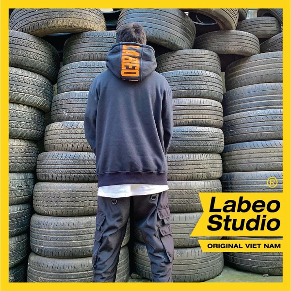 LB39 Áo hoodie text Labeo dáng rộng, áo local brrand oversize nỉ bông ấm, dày dặn
