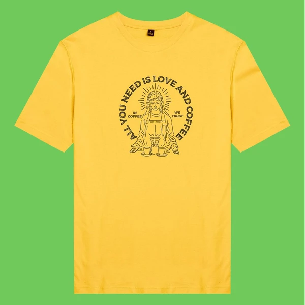 Áo thun ngắn tay unisex Chodole cho cả nam và nữ, chất liệu vải cotton in cotton in hình All you need is love and coffee