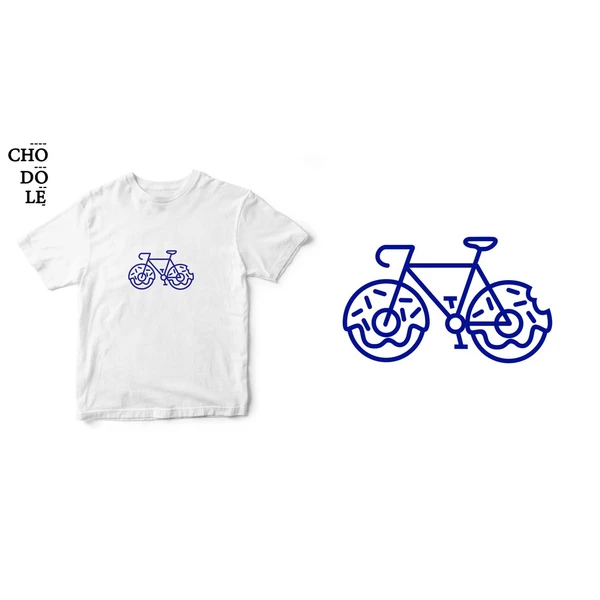 Áo thun ngắn tay unisex Chodole cho cả nam và nữ, chất liệu vải cotton in cotton 100% in hình Bicycle Donuts