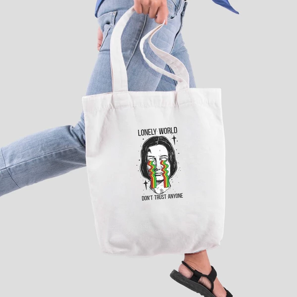 Túi vải tote bag của Chodole chất liệu túi canvas vải bố đẹp in hình độc đáo Lonely world, Don't trust anyone