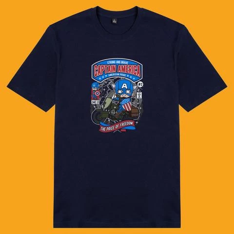 Áo thun unisex cotton áo nam áo nữ in hình pop culture cartoon series - Captain America