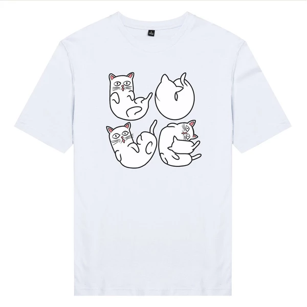 Áo thun tay ngắn unisex Chodole cho cả nam và nữ, chất liệu vải cotton in hình thú cưng Cat Lover series - Love