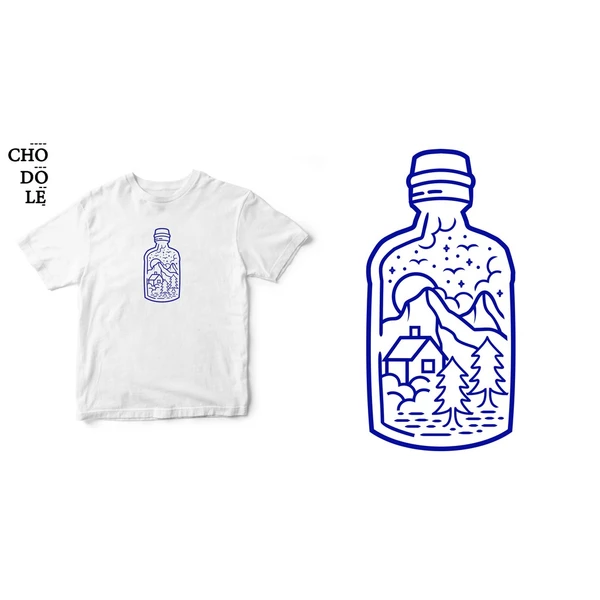 Áo thun tay ngắn unisex Chodole cho cả nam và nữ, chất liệu vải cotton in hình Peace in the bottle
