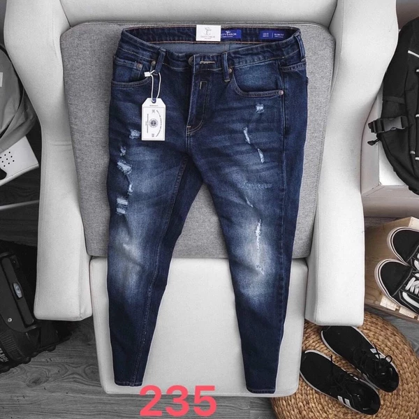 Quần jean nam quần bò xanh đậm thời trang chất jean bò co dãn thoải mái vận động hàng chuẩn như hình