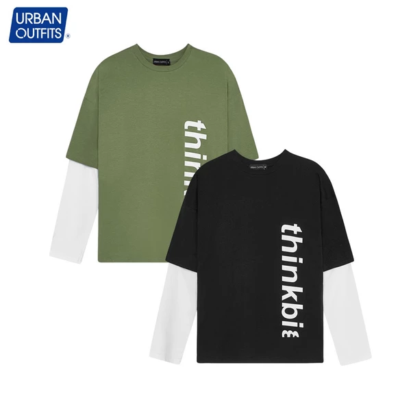 Áo Thun Tay Dài Nam Nữ Urban Outfits Dáng Unisex Shopee Form Rộng BigSize 100kg Phối Tay In Chữ ThinkBi 100Cotton TDO06