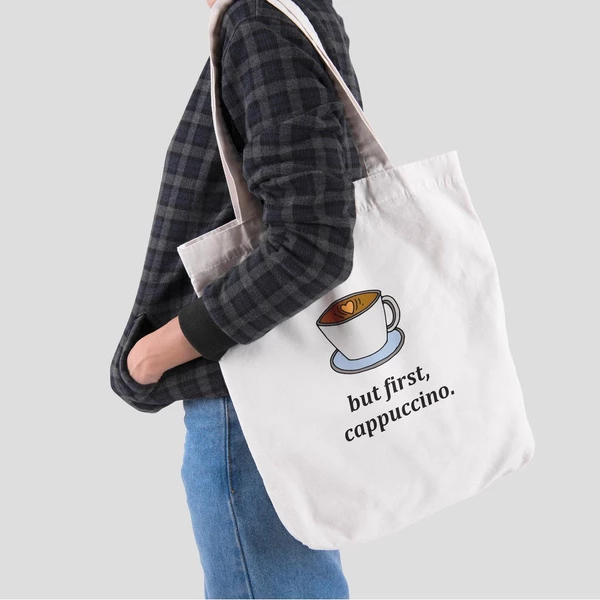 Túi vải tote bag của Chodole chất liệu túi canvas vải bố đẹp in hình độc đáo But first, cappuccino