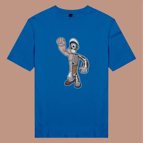 Áo thun tay ngắn unisex Chodole cho cả nam và nữ, chất liệu vải cotton in hình Half Skeleton series - Popeyes