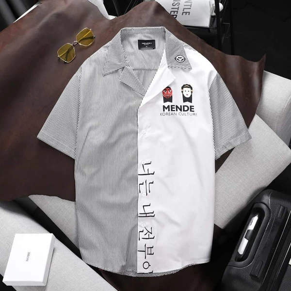 MENDE - The Mask Shirt - Áo sơ mi nam tay ngắn hàn quốc trẻ trung năng động đơn giản - Có 3 màu