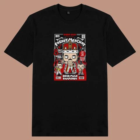 Áo thun unisex cotton ngắn tay in hình pop culture cartoon series - Freddie Mercury Bohemian Rhapsody
