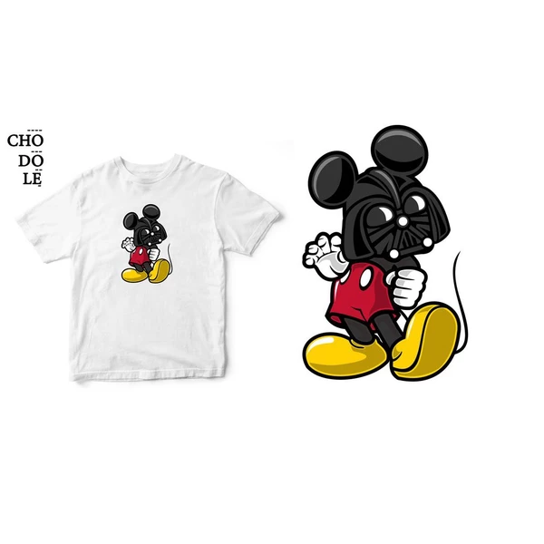 Áo thun tay ngắn unisex Chodole cho cả nam và nữ, chất liệu vải cotton in chữ Super Heroes Series - Darth Mouse