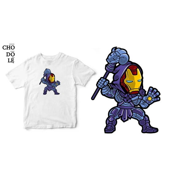 Áo thun tay ngắn unisex Chodole cho cả nam và nữ, chất liệu vải cotton in hình Super Heroes Series - Iron Skeletor