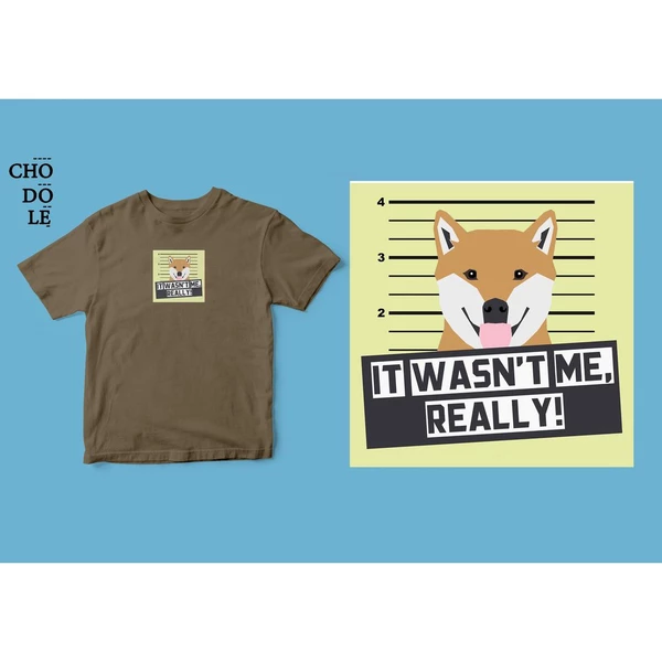 Áo thun cotton 100% in hình thú cưng thú cưng Pet Loverss, It wasn't me - Shiba Inu
