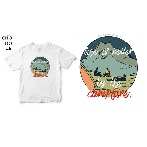 Áo thun tay ngắn unisex Chodole cho cả nam và nữ, chất liệu vải cotton in hình Life is better by the campfire