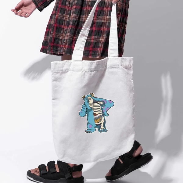 Túi vải tote bag của Chodole chất liệu túi canvas vải bố đẹp in hình độc đáo Half Skeleton - Monster Inc