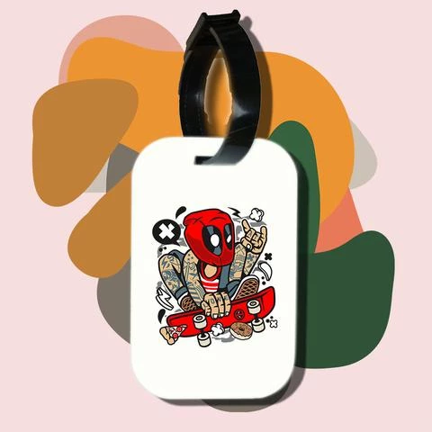 Thẻ hành lý cho túi xách balo du lịch in hình Super Heroes Deadpool Skater (nhiều màu)