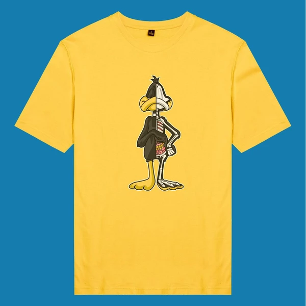 Áo thun unisex cotton in hình Half Skeleton series - Daffy Duck (nhiều màu)