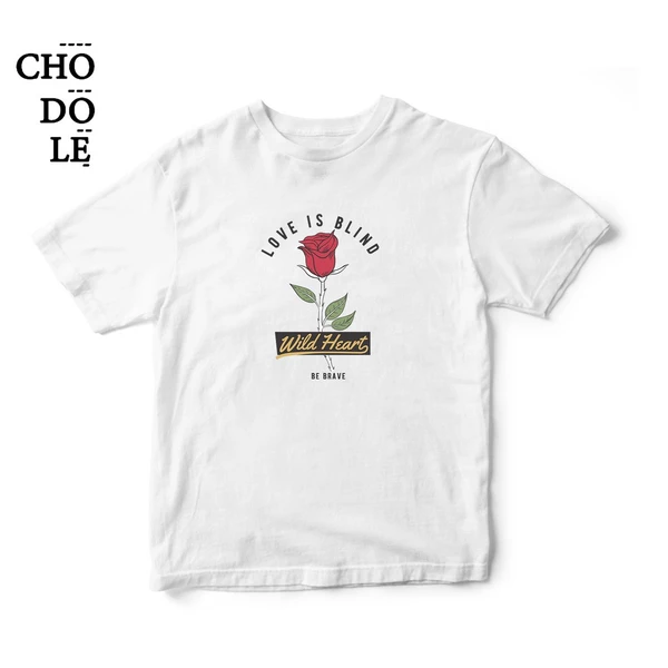 Áo thun ngắn tay unisex Chodole cho cả nam và nữ, chất liệu vải cotton in COTTON 100% IN HÌNH LOVE IS BLIND