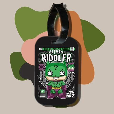 Thẻ hành lý cho túi xách balo du lịch in hình pop culture cartoon series - batman riddler (nhiều màu)