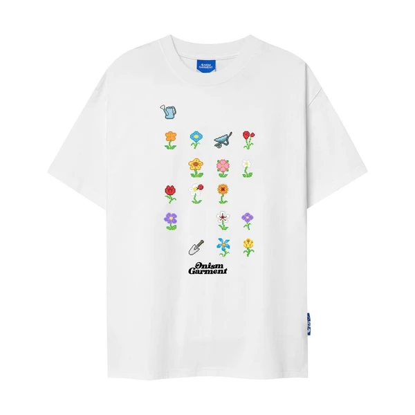 Áo thun unisex Pixel Garden màu trắng - Basic tee ONISM