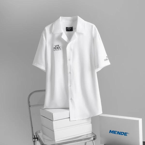 MENDE - W.O.T Shirt - Trắng - Áo Sơ Mi Nam Tay Ngắn