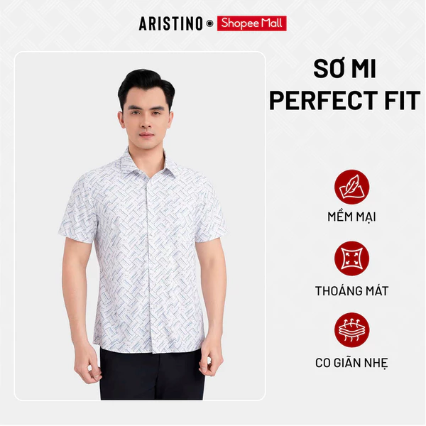 ARISTINO Áo Sơ Mi Nam Ngắn Tay Họa Tiết Kẻ Cao Cấp Form Thanh Lịch Mềm Mại Thoáng Mát Thời Trang Công Sở