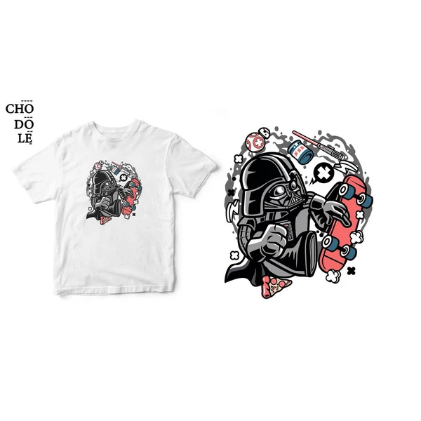 Áo thun unisex cotton 100% in hình Super Heroes Series - Vader Skater (nhiều màu)