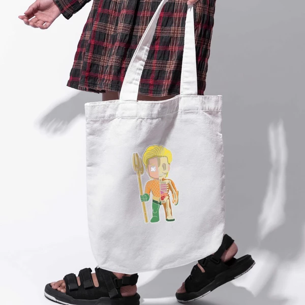 Túi vải tote bag của Chodole chất liệu túi canvas vải bố đẹp in hình độc đáo Half Skeleton - Aquaman