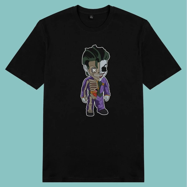Áo thun tay ngắn unisex Chodole cho cả nam và nữ, chất liệu vải cotton in hình Half Skeleton series - Joker