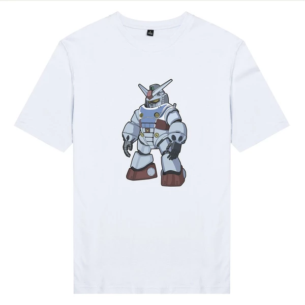 Áo thun ngắn tay unisex Chodole cho cả nam và nữ, chất liệu vải cotton in cotton in hình Half Skeleton series - Gundam
