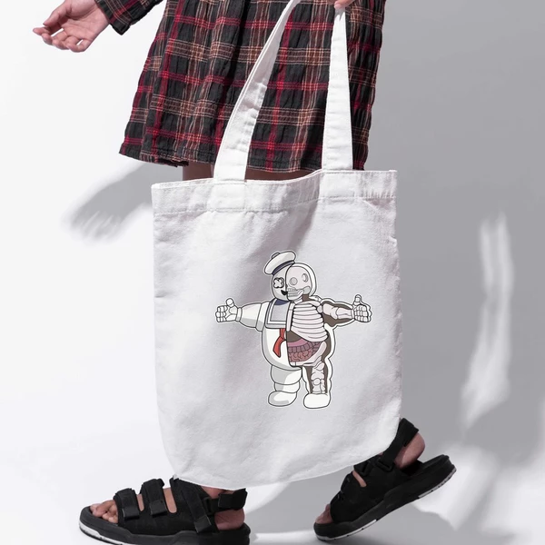 Túi vải tote bag của Chodole chất liệu túi canvas vải bố đẹp in hình độc đáo Half Skeleton - Marshmallow