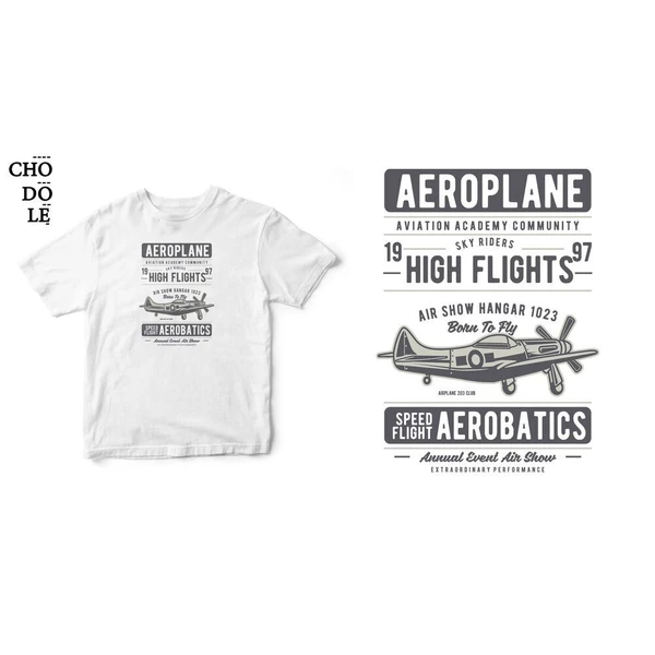 Áo thun ngắn tay unisex Chodole cho cả nam và nữ, chất liệu vải cotton in cotton 100% in hình Aviation Academy Community