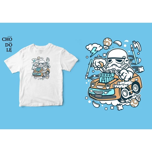Áo thun tay ngắn unisex Chodole cho cả nam và nữ, chất liệu vải cotton in hình Super Heroes Series - Trooper Fixer