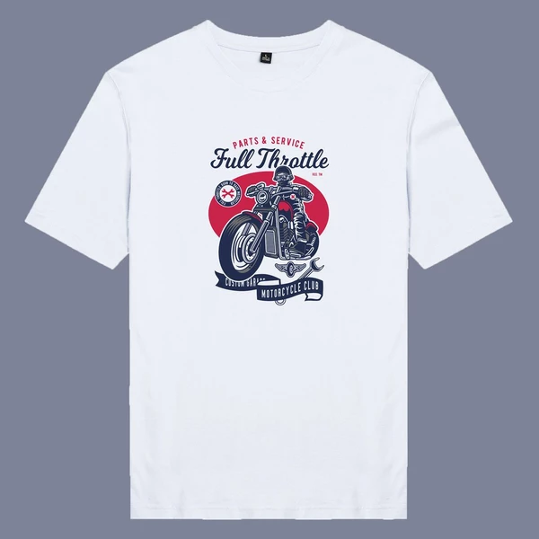 Áo thun tay ngắn unisex Chodole cho cả nam và nữ, chất liệu vải cotton in chữ Biker - Full Throttle