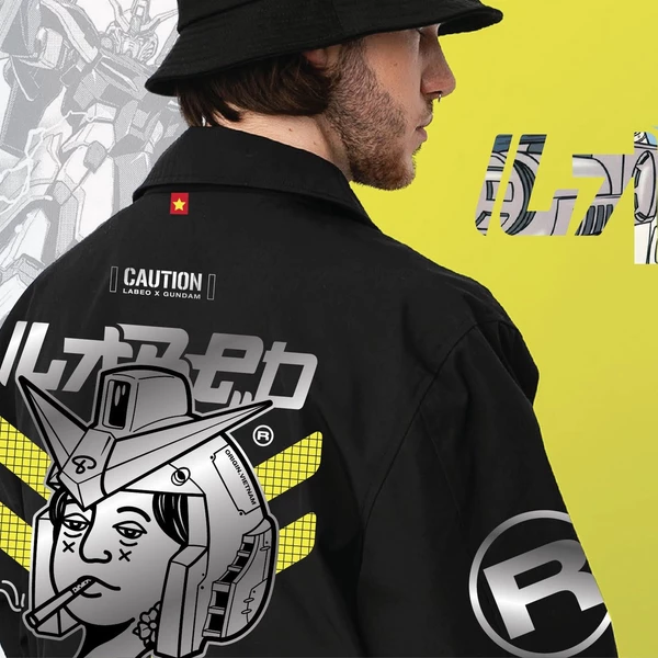 LB20 Áo jacket Labeo x Gundam Áo khoác gió dày dặn chống nước