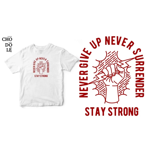 Áo thun ngắn tay unisex Chodole cho cả nam và nữ, chất liệu vải cotton in cotton 100% in hình Never Give up