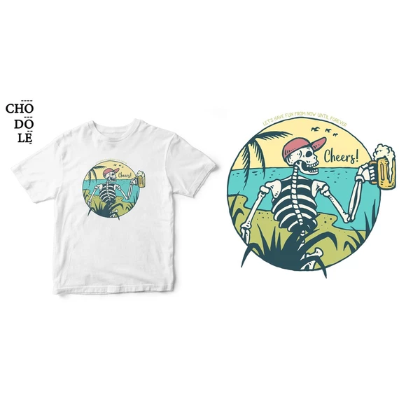 Áo thun ngắn tay unisex Chodole cho cả nam và nữ, chất liệu vải cotton in COTTON 100% IN HÌNH CHEERS TO LIFE !